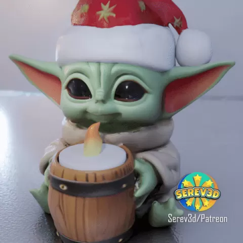 Grogu Candle Holder - Baby Yoda Christmas Decor - No Supports 3D Print STL/3MF