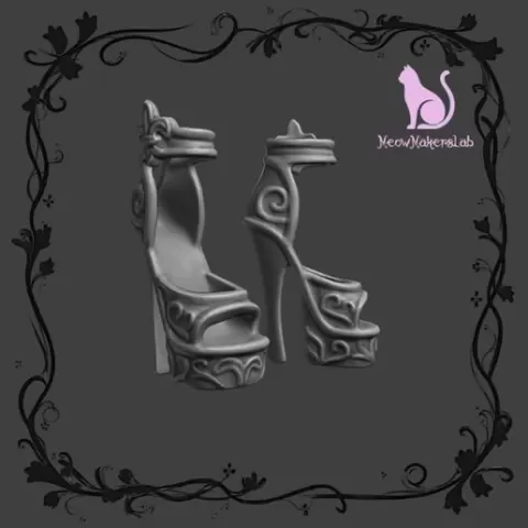 Patterned shoes, compatible with Monster High
