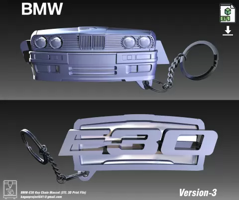 BMW E30 MASCOT, KEYCHAIN, KEYRING (V3) - kaganproject
