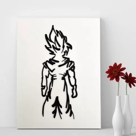 Line Art Dragon Ball Goku - ANIME 3D PRINTING - wall art 2d - Minimalist, Home, Decor