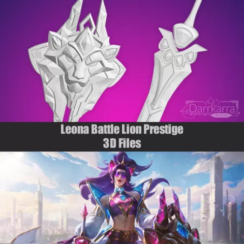 Leona Battle Lion Prestige Shield Sword League of Legends Fichiers 3D Cosplay