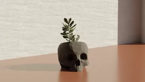 Skull Low Poly - Pot Plant/Pen Holder
