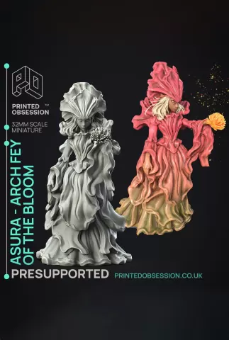Arch Fey of the Blossom - Not The Bees - PRESUPPORTED - Illustrated and Stats - 32mm scale
