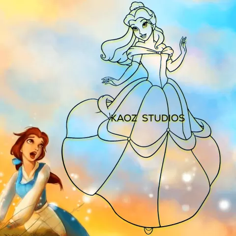Belle wall art disney princess wall decor beauty and the beast fan art
