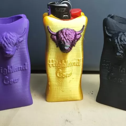 3D Highland Cow BIC Lighter Case