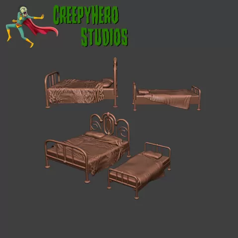 Wild West Fancy Bed Set – 28mm Scale Western Furniture for Miniature Tabletop Gaming by Michael Crossman