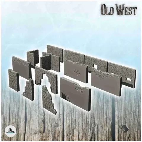 Set of brick walls (Alamo Fort) - miniatures ACW scenery ter - Hartolia Miniatures