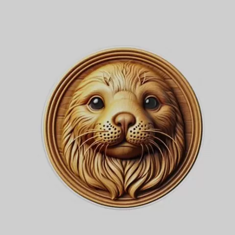 Seal pup Animal Head Seal pup Animal Medallion for CNC Router Laser & 3D Printer