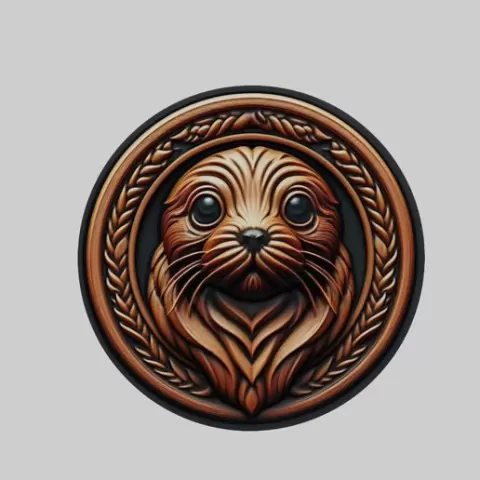 Seal pup Animal Head Seal pup Animal Medallion for CNC Router Laser & 3D Printer