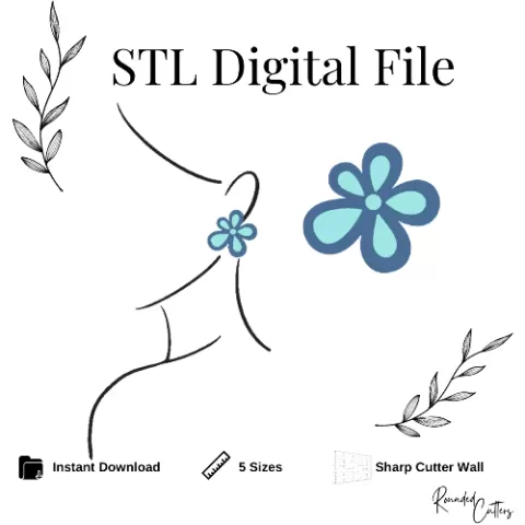 Bezel Flower with Faux Stones Polymer Clay Cutter, Digital STL File, Instant Download, 3 Cutters SET, STL file for 3D Printer, 5 sizes, #360