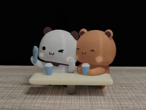 Couple Bear-Yier selfies with Bubu - JZD