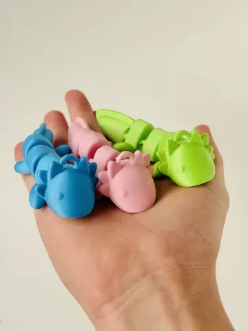 articulated axolotl - Print in Place Keychain