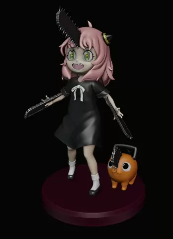 anya forger and pochita - spy x family - chainsaw man - Wsonuchiha3D