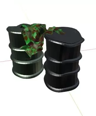 2 FUEL cans with green brown camo rag leaning for my miniatures whit H14MM END H 7MM