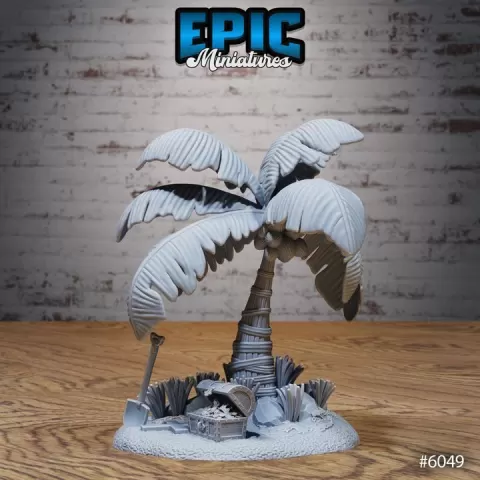 Palm With Coconut V2 / Pirate Hideout Environment / Corsair Items / Ship Bandit Decoration / Sea Smuggler Dungeon Equipment / Ocean Area Theme / Water Island Encounter by Epic-Miniatures
