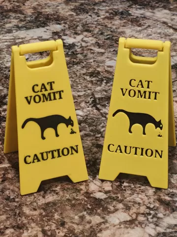 Cat Vomit Caution Sign (V2 Better Hinge)