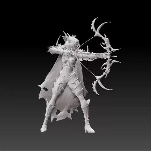 Girl warrior - Girl Holding Bow Arrow -Sylvanas Windrunner 3d model for 3d print-ranger-general of Silvermoon