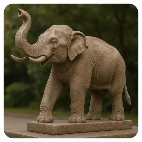 Realistic Elephant Statue STL – Majestic Wildlife Sculpture for 3D Printing | Temple Elephant | Wild Animal | Home Decor