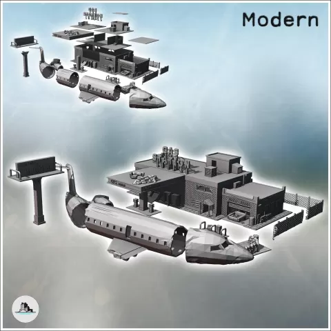 Set of fortified post-apocalyptic gas station with mechanic - Hartolia Miniatures