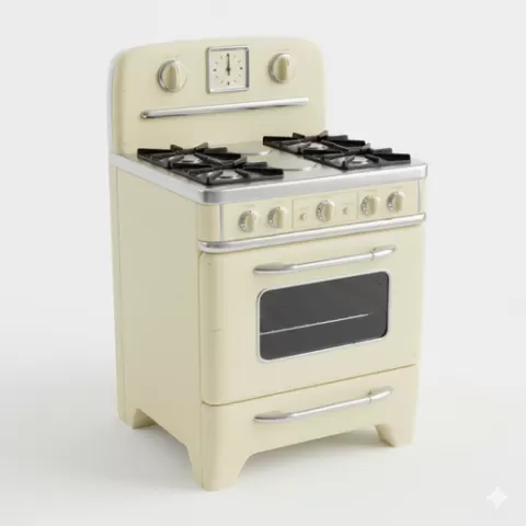 Oven stove classic, retro, vintage, character, classic, nostalgic, oldschool, iconic, cartoon, figure, collectible