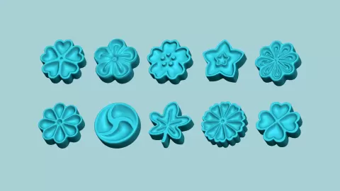 10 Manju Stamps Collection - Japanese Sweet Traditional - guisommer
