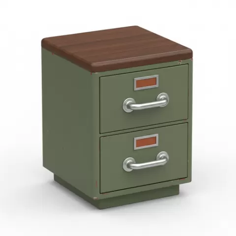 Filing cabinet small unit, retro, vintage, character, classic, nostalgic, oldschool, iconic, cartoon, figure, collectible