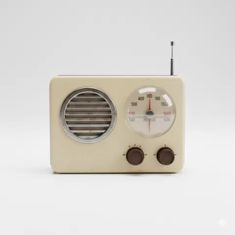 Mini radio pocket device, retro, vintage, character, classic, nostalgic, oldschool, iconic, cartoon, figure, collectible