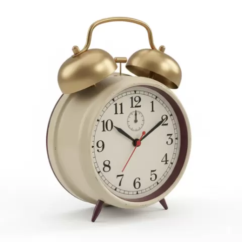 Twin bell alarm clock, retro, vintage, character, classic, nostalgic, oldschool, iconic, cartoon, figure, collectible