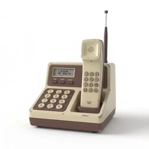Early cordless home phone, retro, vintage, character, classic, nostalgic, oldschool, iconic, cartoon, figure, collectible