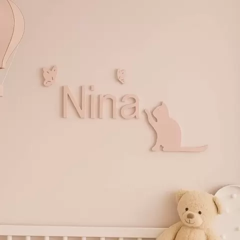 Set of wall alphabet with a cat and butterfly - MOKA Design - MOKADesign