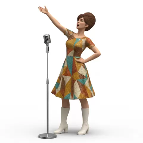 Singer warming up pose, retro, vintage, character, classic, nostalgic, oldschool, iconic, cartoon, figure, collectible