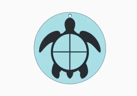 Sea Turtle on Circle Earring 1.stl