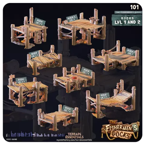 The Fishermen's Docks Terrain Essentials - Docks Levels 1&2 (Pre-Supported) by Terrain Essentials by Cast n Play