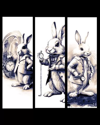 Always out of Time - the white rabbit from Alice in Wonderland - Set of bookmarks