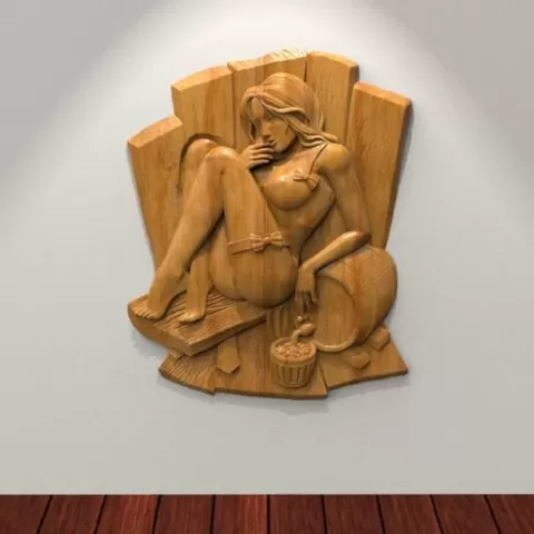 Beer Pub Girl 3D STL Model for CNC Router, Artcam, Vetric, Engraver, Relief, Carving, Cut 3D, Stl File For Cnc Router, Wall Decor