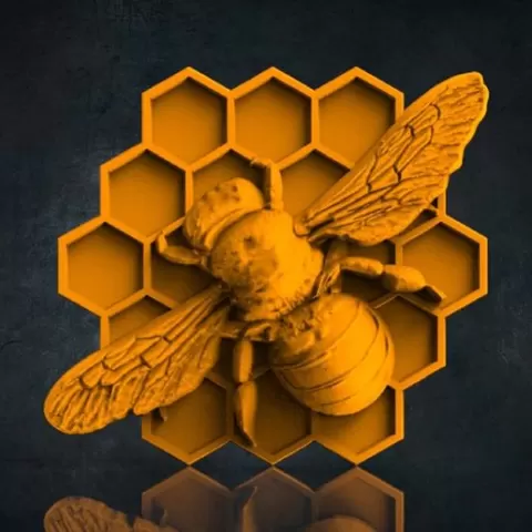 Bee 3D STL Model for CNC Router, Artcam, Vetric, Engraver, Relief, Carving, Cut 3D, Stl File For Cnc Router, Wall Decor