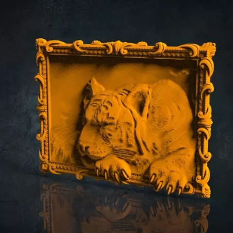 Tiger 3D STL Model for CNC Router, Artcam, Vetric, Engraver, Relief, Carving, Cut 3D, Stl File For Cnc Router, Wall Decor