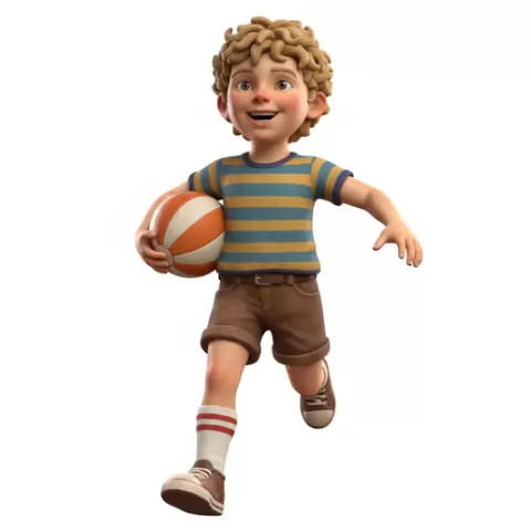 Playground kid holding ball, retro, vintage, character, classic, nostalgic, oldschool, iconic, cartoon, figure, collectible