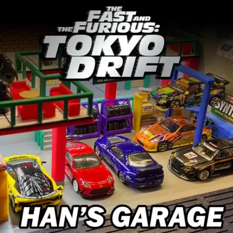 Fast & Furious Tokyo Drift Han's Garage (For Hot Wheels & 1/64 Scale Cars)