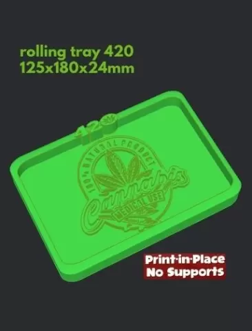 TRAY TRAY ROLLING OF WEED CANNABIS420 .EASY PRINT PRINTING WITHOUT SUPPORTS READY TO PRINT.