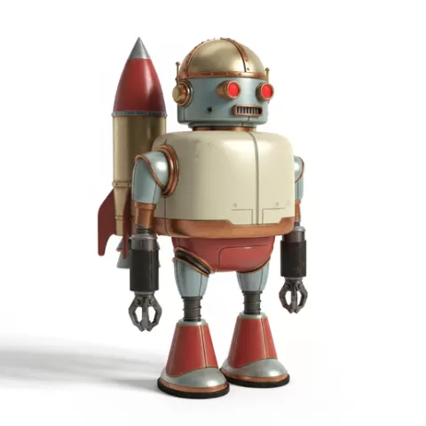 Retro robot with rocket boosters, retro, vintage, toy, toys, classic, oldschool, nostalgic, nostalgia, childhood, collectible, figure