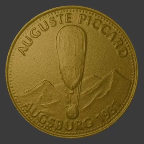 Shell Token, Man in Flight, Auguste Piccard, Augsburg
