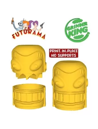 GRINDER GRINDER WEED CRUSHER ROBOT FUTURAMA GRINDERKING 95X75X70 MM PRINT-IN-PLACE EASY PRINT PRINTING WITHOUT SUPPORTS