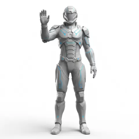 Character raising one hand, profession, job, worker, career, occupation, employee, expert, specialist, industry, service, uniform, tools, skills, training, work, professional, figure, figurine, model, collectible