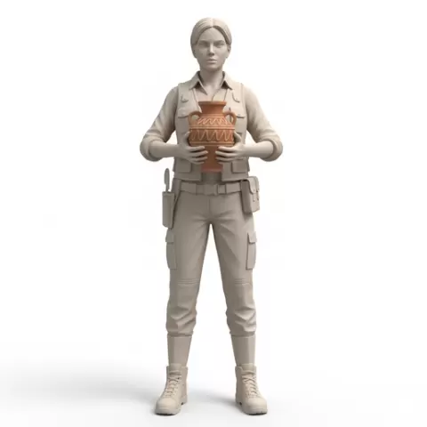Character holding object with two hands, profession, job, worker, career, occupation, employee, expert, specialist, industry, service, uniform, tools, skills, training, work, professional, figure, figurine, model, collectible