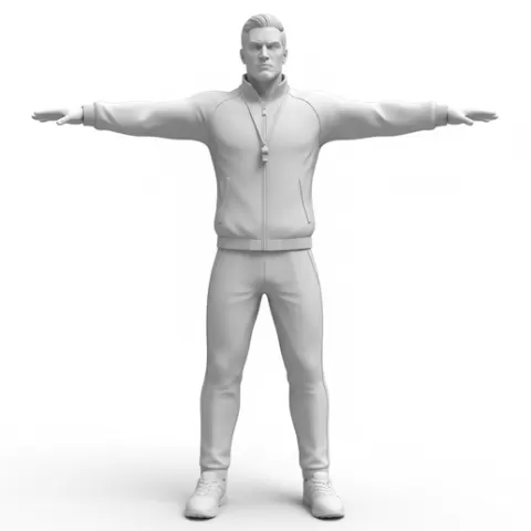 Coach arms wide instruction, profession, job, worker, career, occupation, employee, expert, specialist, industry, service, uniform, tools, skills, training, work, professional, figure, figurine, model, collectible