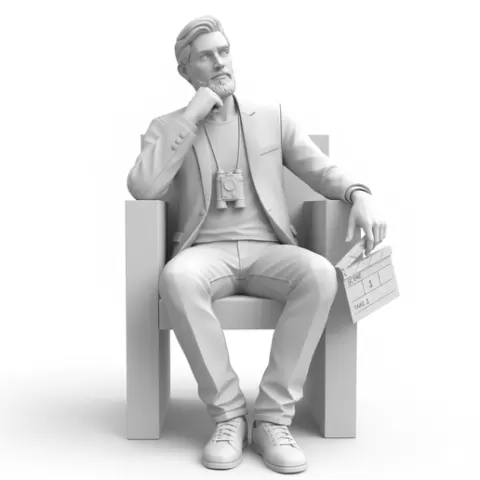 Director seated relaxed thinking, profession, job, worker, career, occupation, employee, expert, specialist, industry, service, uniform, tools, skills, training, work, professional, figure, figurine, model, collectible