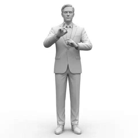 Interpreter hand motion mid-sign, profession, job, worker, career, occupation, employee, expert, specialist, industry, service, uniform, tools, skills, training, work, professional, figure, figurine, model, collectible