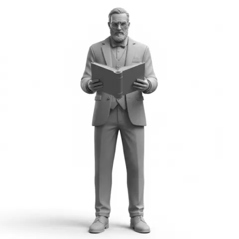 Professor holding book open, profession, job, worker, career, occupation, employee, expert, specialist, industry, service, uniform, tools, skills, training, work, professional, figure, figurine, model, collectible