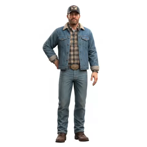 Truck driver leaning one arm, profession, job, worker, career, occupation, employee, expert, specialist, industry, service, uniform, tools, skills, training, work, professional, figure, figurine, model, collectible